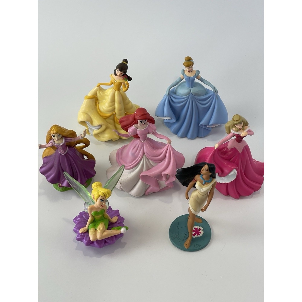 Disney Movies Princesses Cake Toppers Dolls‎ Figures Toys Lot Of 7 3.5"